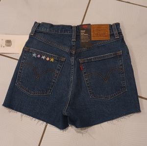 New Hand Embroidered Ribcage Levi Shorts - Size 25
